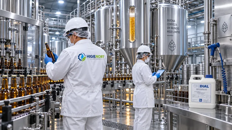 Fermentadores y línea de envasado de cerveza